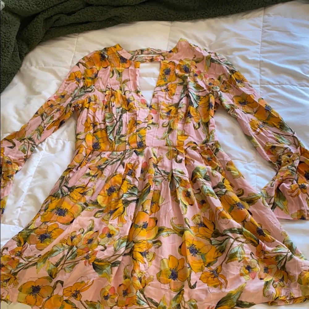 Key-Hole Neck Floral Dress - Free People